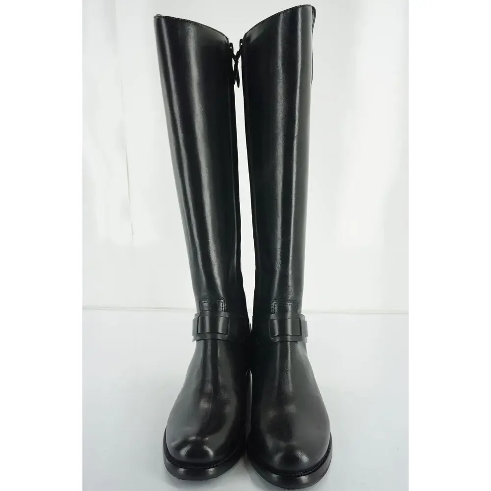 Tory Burch Derby Riding Boot Size 4.5 Ankle Strap Cut Out Logo